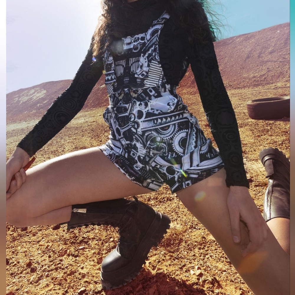 Blackmilk | Steam Punk Short Overalls | Black, White